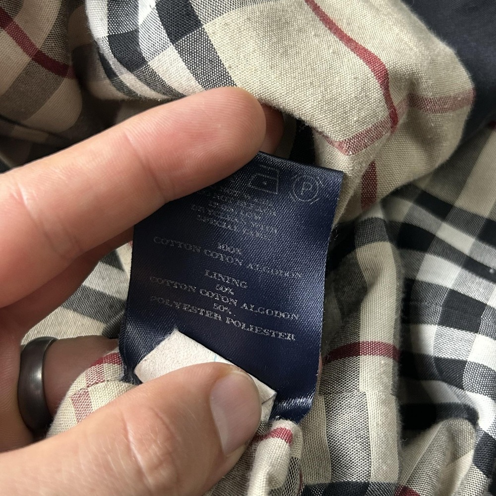 Burberry London Coat Womens 10 Black Cotton Nova Check Lined Rain Mid Length - Picture 8 of 8